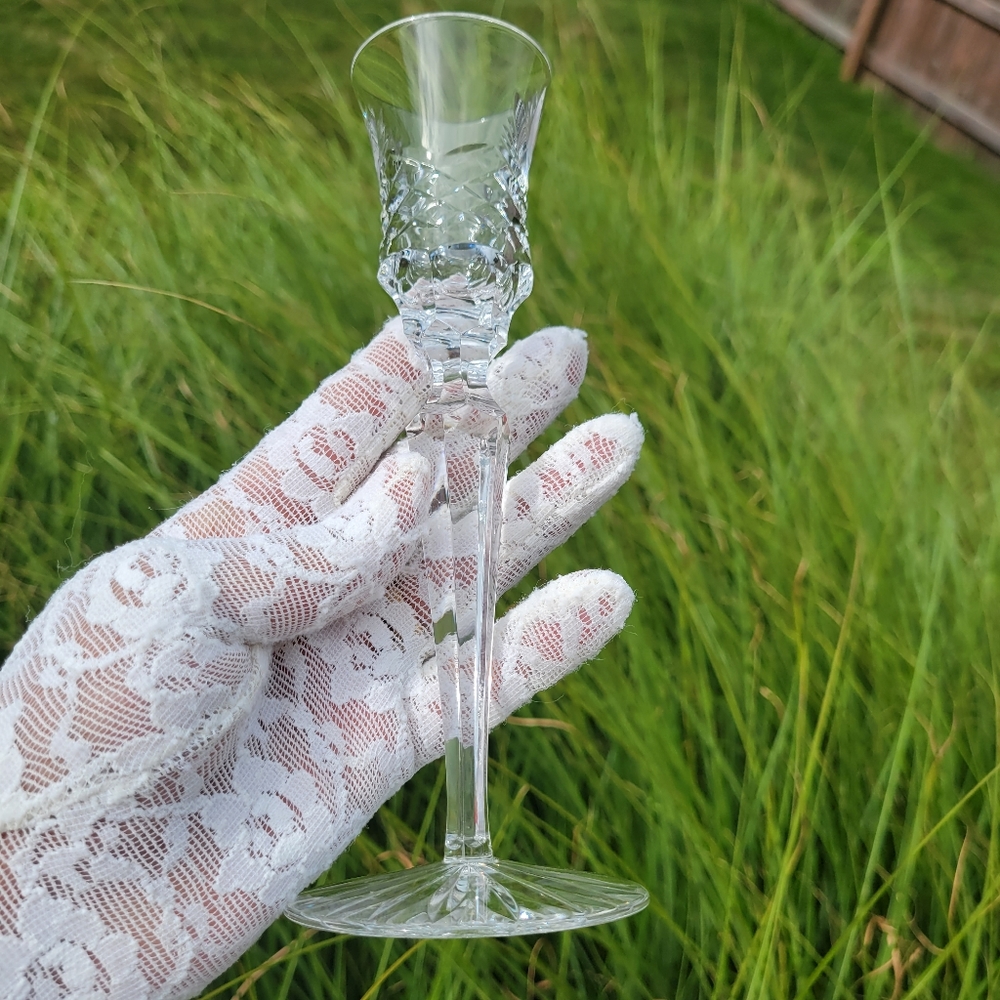 Pretty Crystal Taper Candle Holder ~ VGUC ~ Cut Glass ~ Nice!